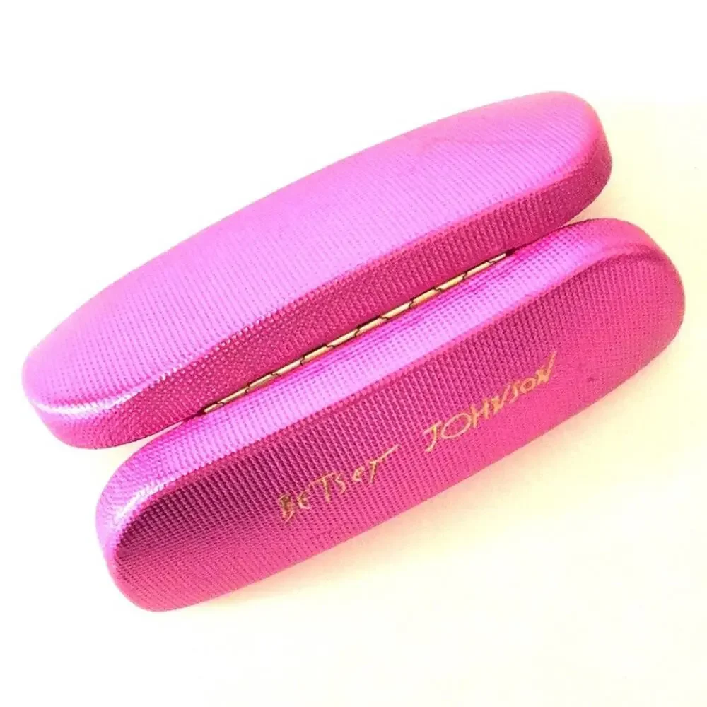 Betsy Johnson eyeglasses case hot pink golden logo